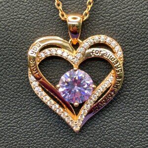 Forever Love Sterling/Rose Gold-Tone CZ Heart Pendant.  Perfect Christmas Gift!